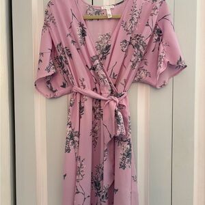 Leith Pink Floral Wrap Dress